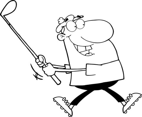 Happy Golfer Coloring Page